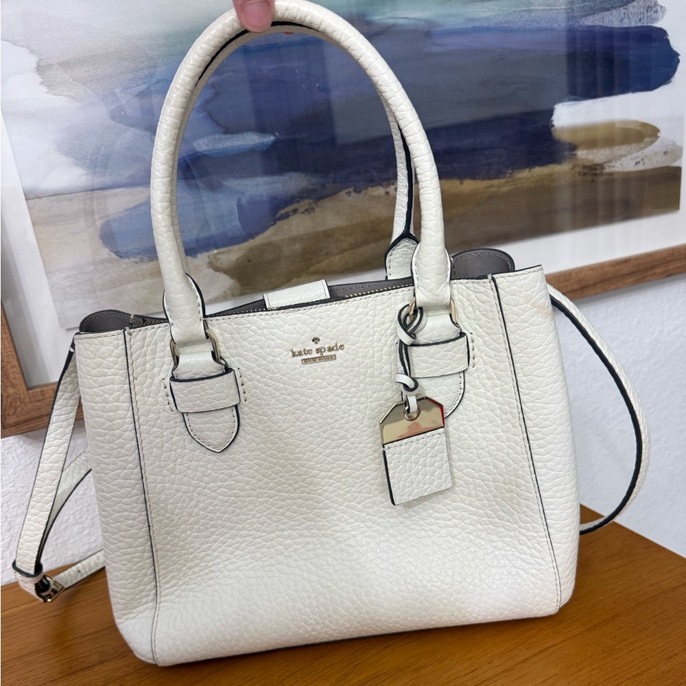Kate Spade Cream Satchel with Silver Accents